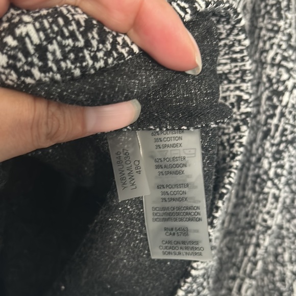 Karl Lagerfeld Black & Grey Balloon Sleeve with Bow Detail Long Sleeve Top - Picture 3 of 4